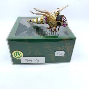 Whitehurst Flying Bug Hand Blown Fantasy Glass Ornament Large 7" Boxed Imports